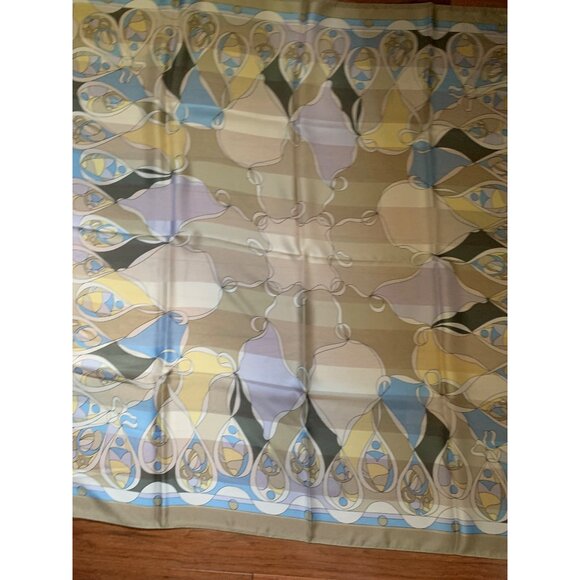 Womens Blue, Yellow, Tan Scarf Made in Italy - Picture 3 of 8